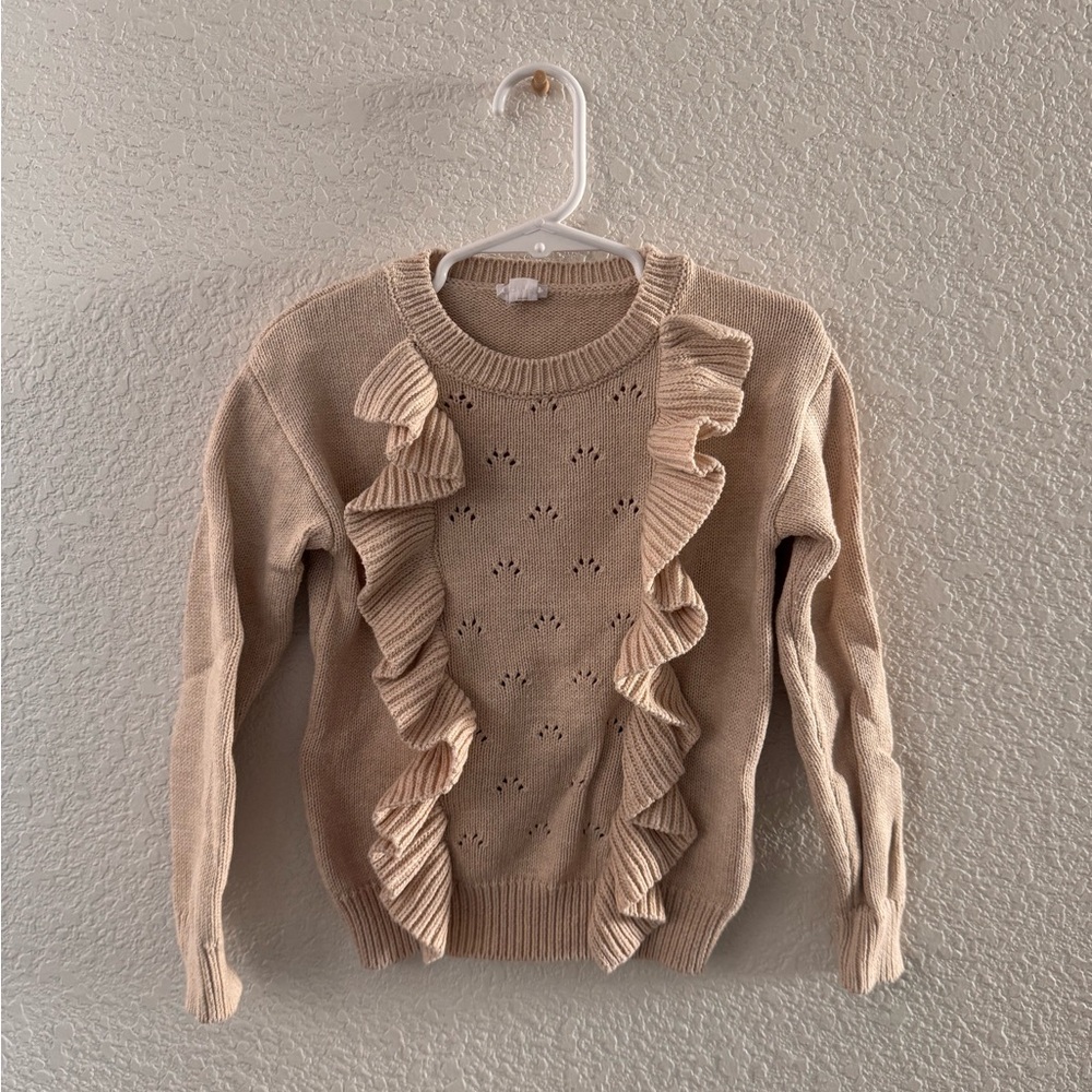 Jamie Kay Ruffled Tan Sweater